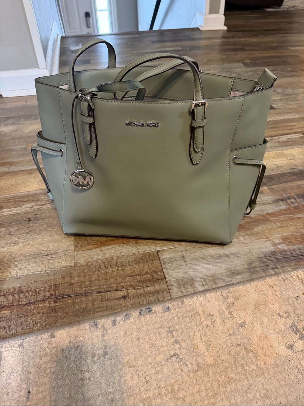 Michael Kors Olive Saffiano Leather Tote with MK Charm